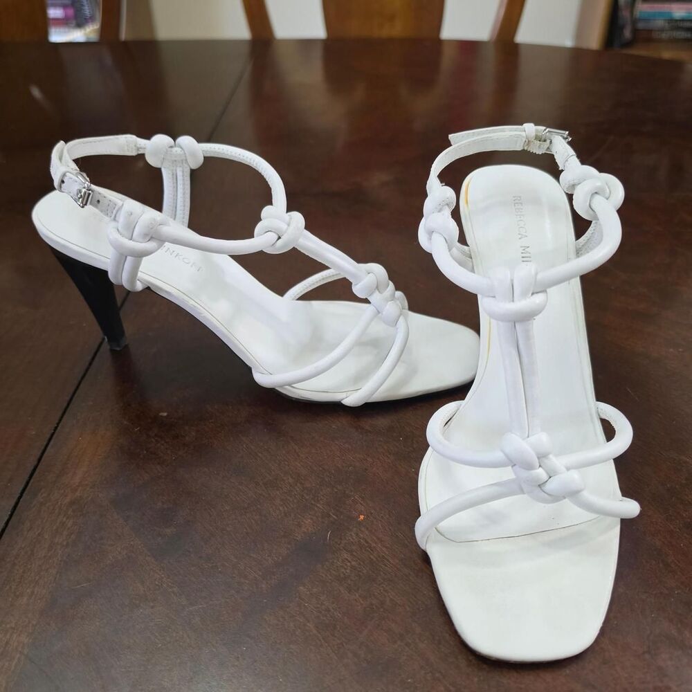 Rebecca Minkoff White Leather Knot and Rope Heels